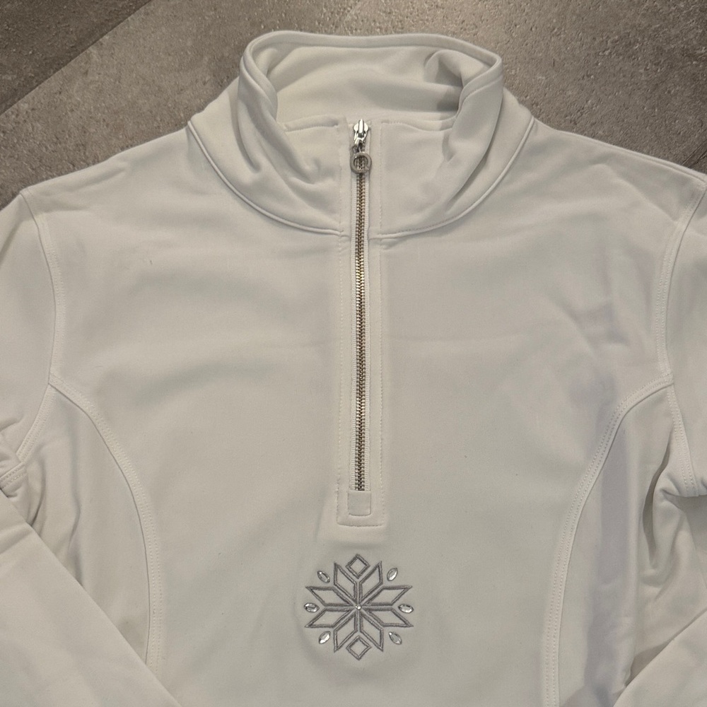 Nils White Half-Zip Pullover Top With Subtle Logo… - image 2